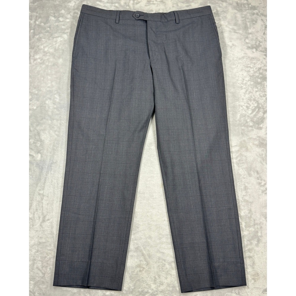 NORDSTROM Mens Wool Dress Pants 40x30 Charcoal‎ Gray Subtle Windowpane Trousers